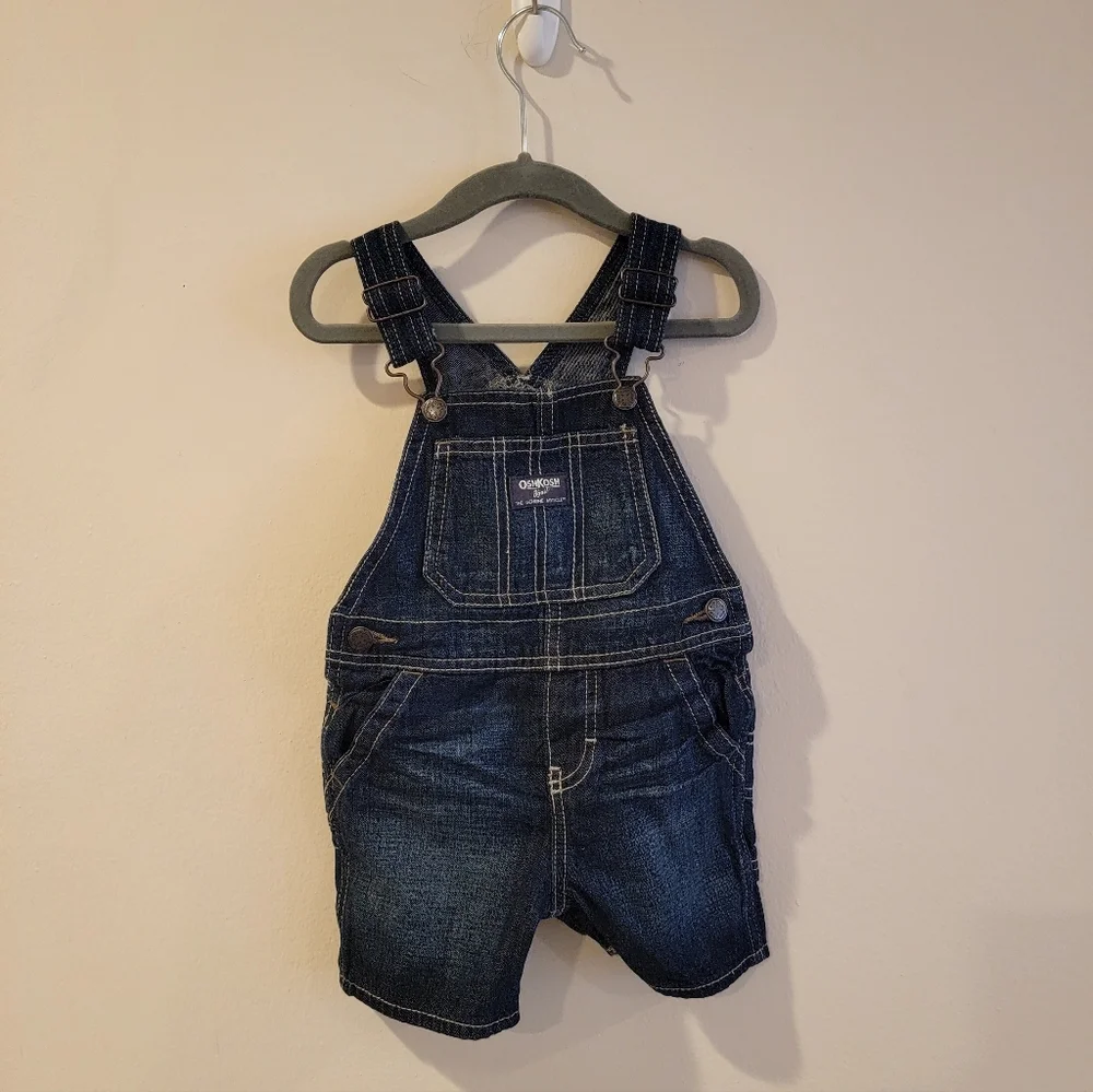 Oshkosh b'gosh 18 month denim chambray jeans overalls shorts painter pockets